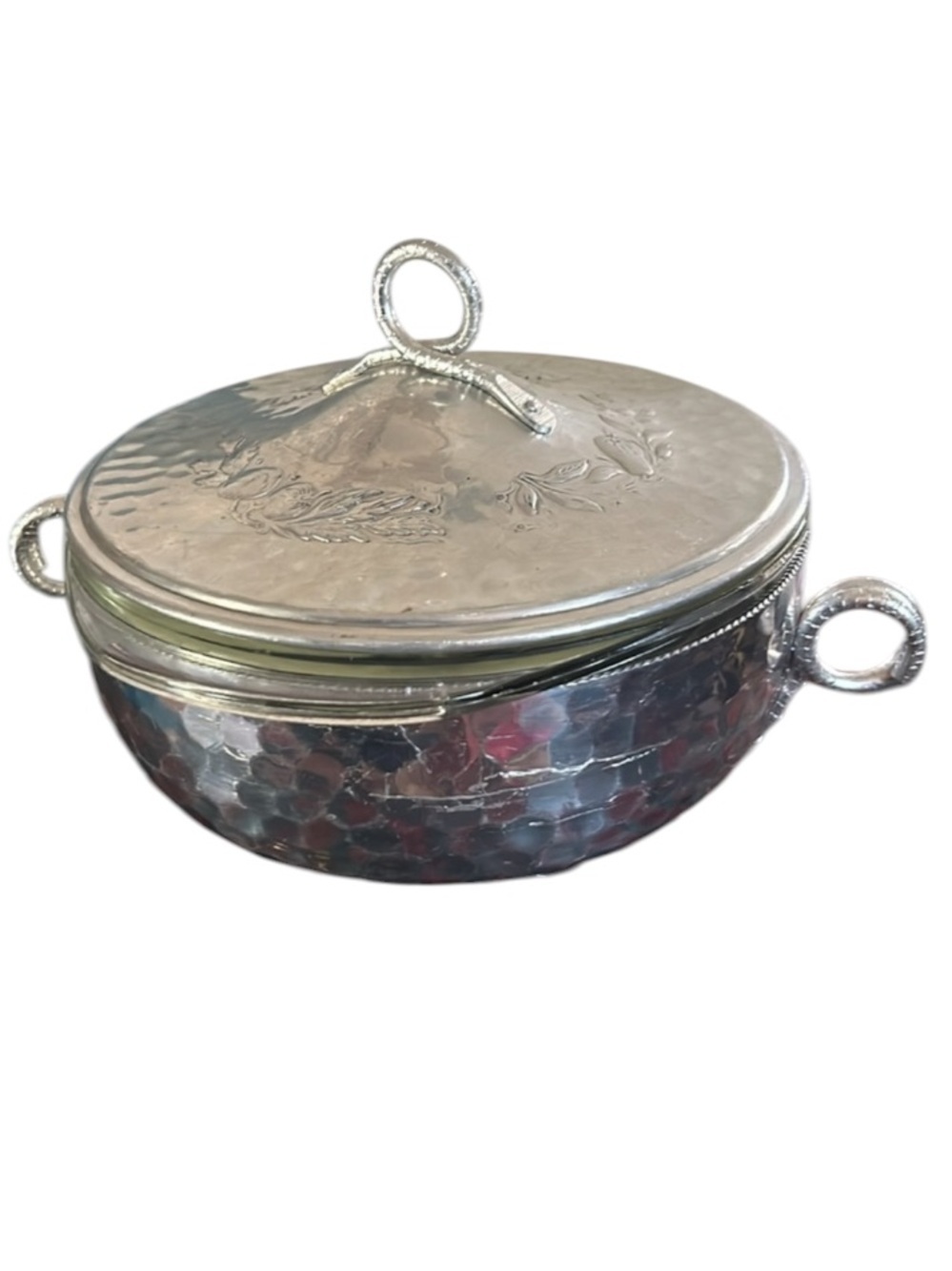 Vintage PYREX Hammered Forged Aluminum & Glass Covered Casserole Baking Dish